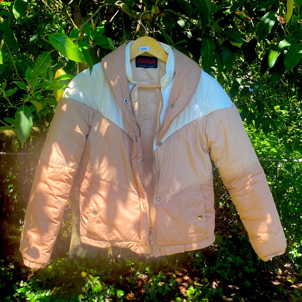 1970s padded winter coat polyester cotton blend